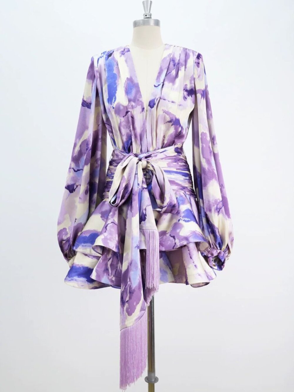 Bronx and Banco Wisteria Bedouin Coastal Mini Dress Purple Multi - Picture 4 of 9